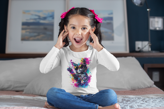 T-shirt Enfant Chat Stylé 2–5 ans — Look Graffiti & Patte de Star
