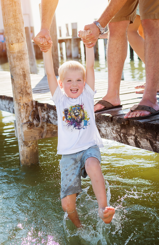 T-shirt Enfant Lion Stylé 2–5 ans — Attitude Royale & Couleurs Graffiti