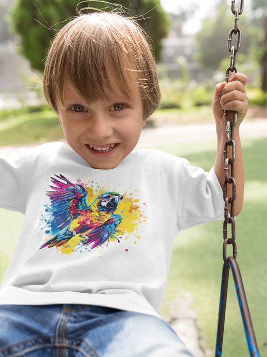 T-shirt Perroquet Graffiti Enfant 2–5 ans — Tropical Style & Fun Coloré